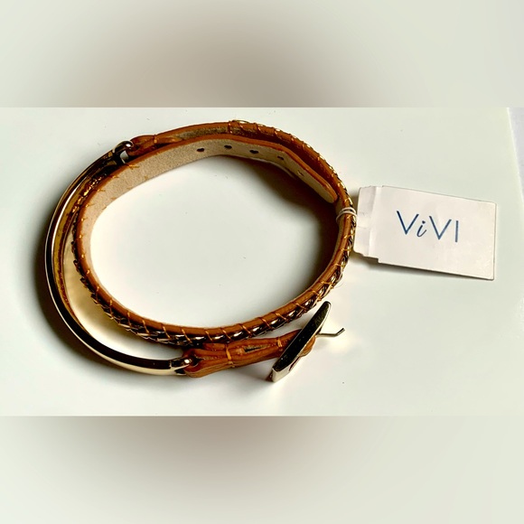 🐍Soft Faux Brown Leather Adjustable Wrap Bracelet with Gold Tone by ViVl - Picture 4 of 11